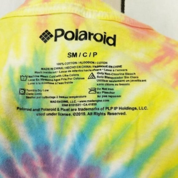 Polaroid Tie Dye Twirl Polaroid Camera Graphic Print Crop Top S - Picture 5 of 5